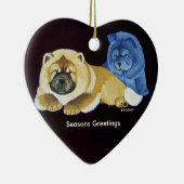 Rote und blaue Chow-Chow Welpe Verzierung Keramikornament (Rechts)