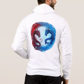 Rote und blaue Drachen Hoodie (Rückseite)