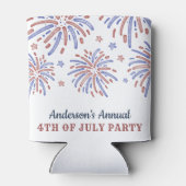 Rote und blaue Feuerwerke 4. Juli Party Dosenkühler (Rückseite)