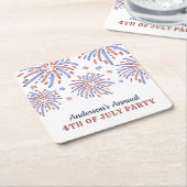 Rote und blaue Feuerwerke 4. Juli Party Rechteckiger Pappuntersetzer (angewinkelt)