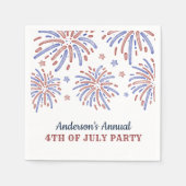 Rote und blaue Feuerwerke 4. Juli Party Serviette (Vorderseite)