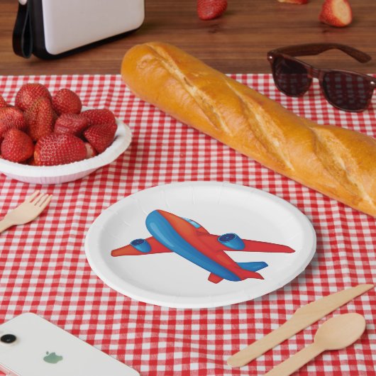 Rote und blaue Flugzeug-Papierteller Pappteller (Picknick)