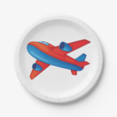 Rote und blaue Flugzeug-Papierteller Pappteller (Vorderseite)
