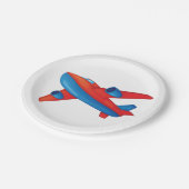 Rote und blaue Flugzeug-Papierteller Pappteller (Schrägansicht)