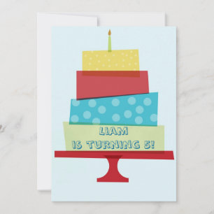 Rote und blaue Geburtstagskuchen Einladung