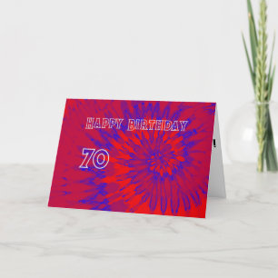 Rote und blaue Gefärbte Krawatte 70. Happy Birthda Dankeskarte