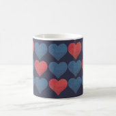 Rote und blaue gemusterte Herzen Kaffeetasse (Mittel)