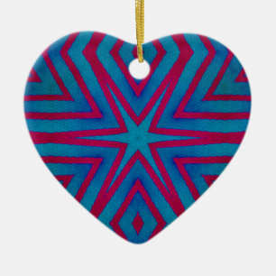 Rote und blaue geometrische Keramik Ornament