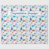 Rote und blaue Gitarren Geschenkpapier (Flach)