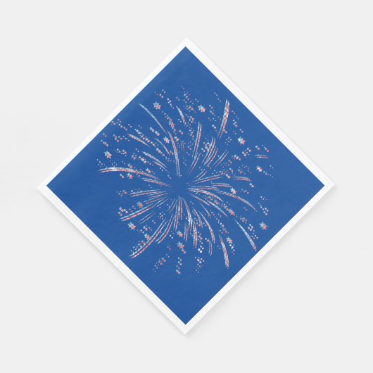 Rote und blaue Glitzer-Fireworks Serviette (Ecke)