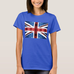 Rote und blaue Glitzern-Glitter der BRITISCHEN T-Shirt