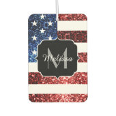 Rote und blaue Glitzern-Glitzer Monogram Autolufterfrischer (Vorderseite)