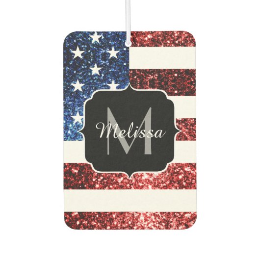 Rote und blaue Glitzern-Glitzer Monogram Autolufterfrischer (Vorderseite)