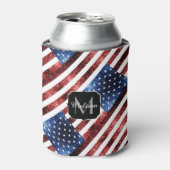 Rote und blaue Glitzern-Glitzer Monogram Dosenkühler (Kanne Vorderseite)