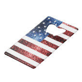 Rote und blaue Glitzern-Glitzer Monogram Kreditkarten Flaschenöffner (Rückseite Schrägansicht)