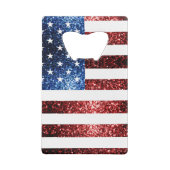 Rote und blaue Glitzern-Glitzer Monogram Kreditkarten Flaschenöffner (Rückseite)