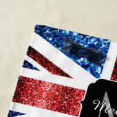 Rote und blaue Glitzern Monogram (UK-Flagge) Strandtuch (Beispiel)