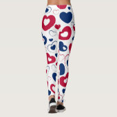 Rote und blaue große Herzen Leggings (Rückseite)