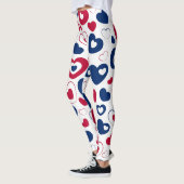 Rote und blaue große Herzen Leggings (Links)