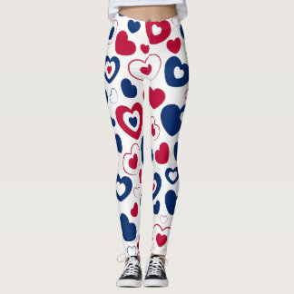 Rote und blaue große Herzen Leggings