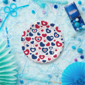 Rote und blaue Herzen Papier Teller (Party)