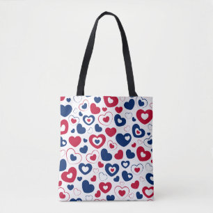 Rote und blaue Herzen-Tragetasche Tasche