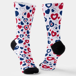 Rote und blaue Herzsocken Socken