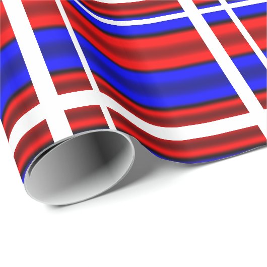 Rote und blaue horizontale Streifen Geschenkpapier (Rolleneckpunkt)