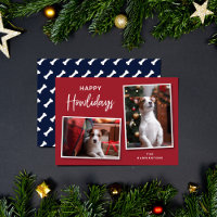 Rote und blaue Hundenknochen Happy Howlidays Foto