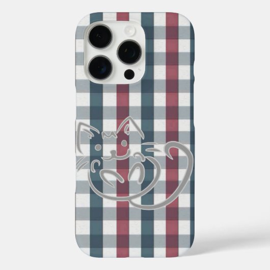 Rote und blaue Karierte Katze Case-Mate iPhone Hülle (Rückseite)