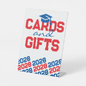 Rote und blaue Karten und Geschenke Abschluss Sockelschild (Vorderseite)