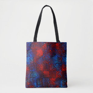 Rote und blaue Kratzer in Quadraten oder Würfeln Tasche