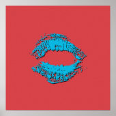 Rote und blaue küssende Lippen Poster (Vorne)