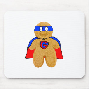 rote und blaue Lebkuchenmann-Superheldmäusematte Mousepad
