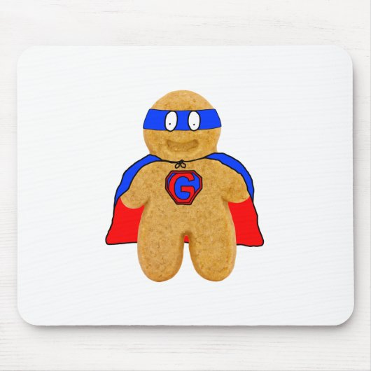 rote und blaue Lebkuchenmann-Superheldmäusematte Mousepad (Vorne)