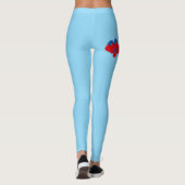 Rote und blaue Liebe - Herz auf hellblauem Hinterg Leggings (Rückseite)