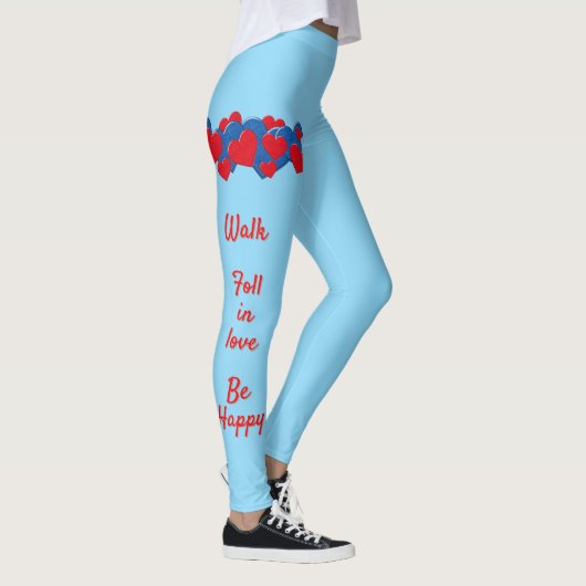 Rote und blaue Liebe - Herz auf hellblauem Hinterg Leggings (Rechts)