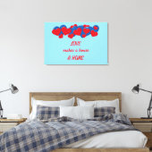 Rote und blaue Liebe - Herz auf hellblauem Hinterg Leinwanddruck (Insitu (Schlafzimmer))