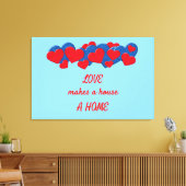 Rote und blaue Liebe - Herz auf hellblauem Hinterg Leinwanddruck (Insitu (Wohnzimmer))