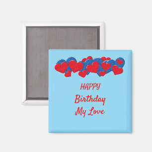 Rote und blaue Liebe - Herz auf hellblauem Hinterg Magnet