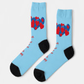 Rote und blaue Liebe - Herz auf hellblauem Hinterg Socken (Linkes Detail)