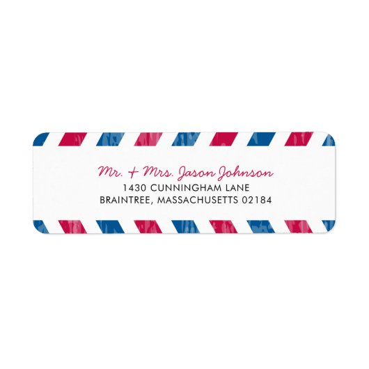 Rote und Blaue Luftpost-RÜCKSENDEADRESSE (Vorne)