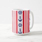 Rote und blaue nautische Anker Segelbootfahren Kaffeetasse (VorderseiteRechts)