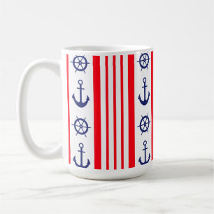 Rote und blaue nautische Anker Segelbootfahren Kaffeetasse