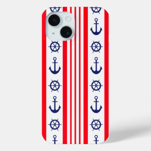 Rote und blaue nautische Anker und Schiffssteuer Case-Mate iPhone Hülle