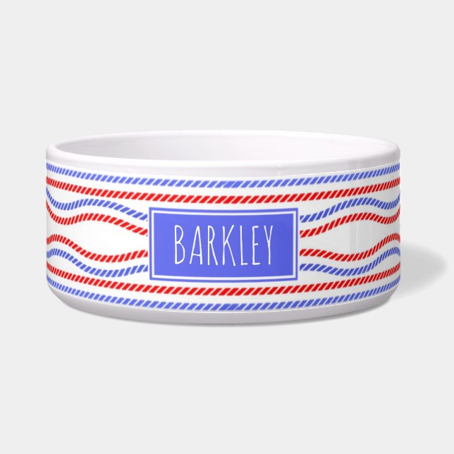 Rote und blaue nautische Ropien gestrichener Name Napf (Vorderseite)