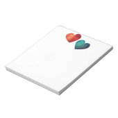 Rote und blaue Origami-Herz Notizblock (Rotiert)