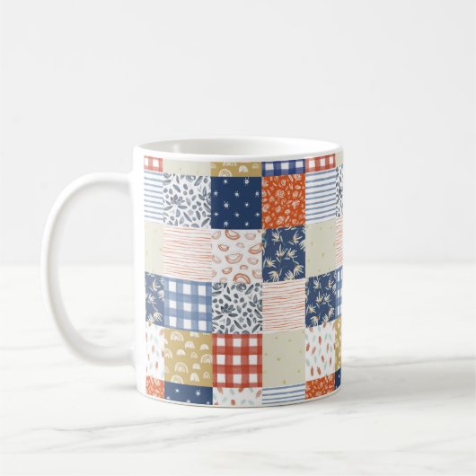 Rote und Blaue Patchwork Kaffeetasse (Links)