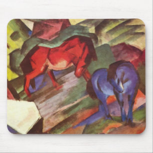 Rote und blaue Pferde Mousepad