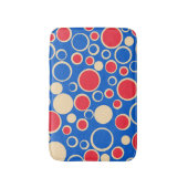 Rote und blaue Punkte auf blau Badematte (Vorderseite Vertikal)